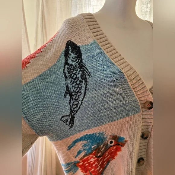 NWOT Pilcro by Anthropologie Icon Graphic Cardigan Sweater - Picture 13 of 15